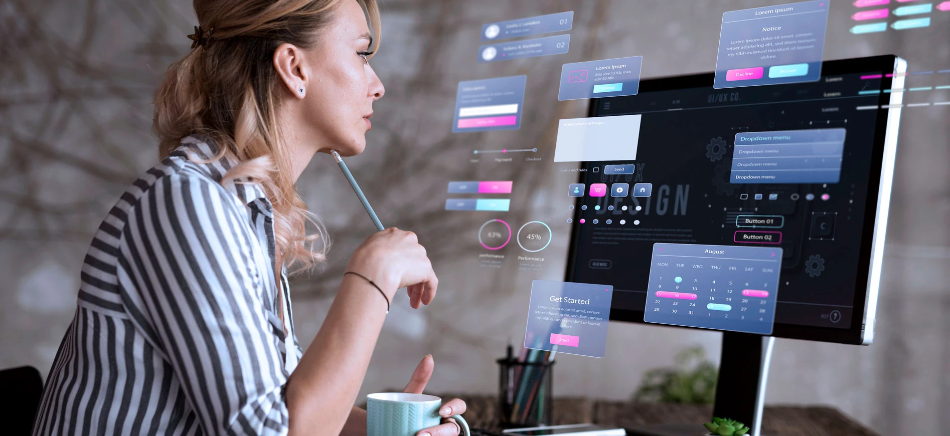 Designer creating a digital user interface